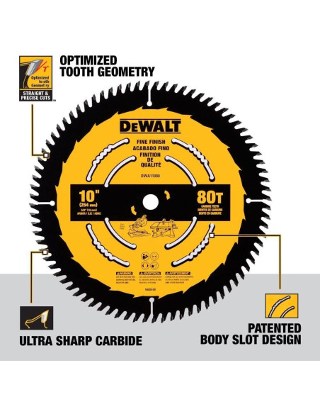 Sierra Circular DEWALT 25.4 cm 80 Dientes Carburo Ultra Afilado