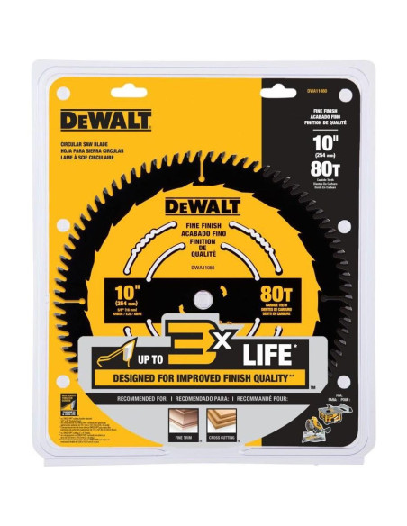 Sierra Circular DEWALT 25.4 cm 80 Dientes Carburo Ultra Afilado