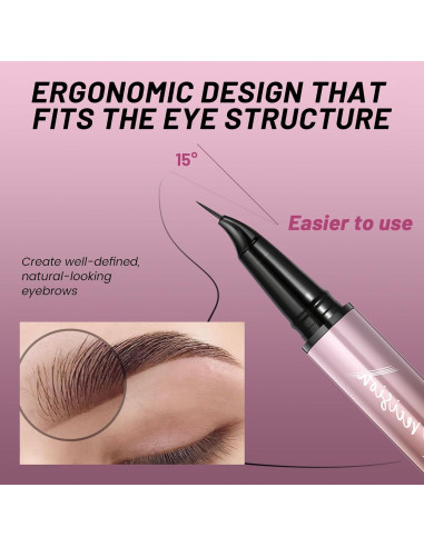 Lápiz para Cejas Pudaier Doble Extremo a Prueba de Agua Marrón Frío