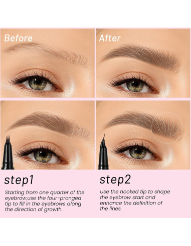 Lápiz para Cejas Pudaier Doble Extremo a Prueba de Agua Marrón Frío