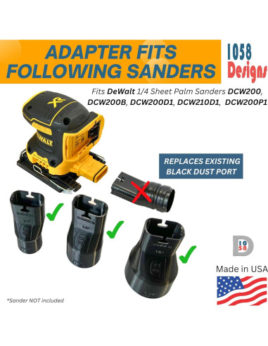 Adaptador de Vacío 1058 Designs para Lijadoras DeWalt 1-1/4"