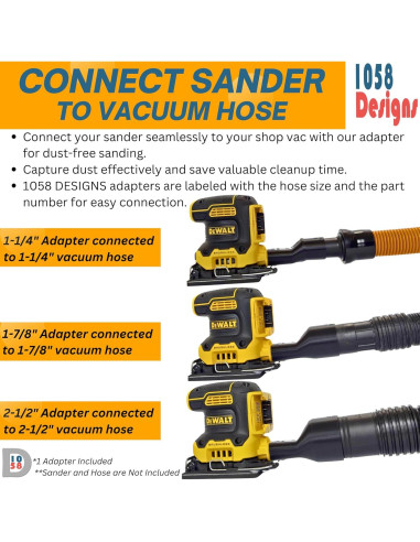 Adaptador de Vacío 1058 Designs para Lijadoras DeWalt 1-1/4"