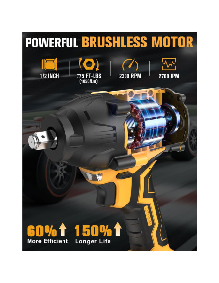 Llave de impacto inalámbrica EWORK 21V 1/2" 775 Nm 1.8 kg Llave de impacto inalámbrica EWORK 21V 1/2" 775 Nm 1.8 kg