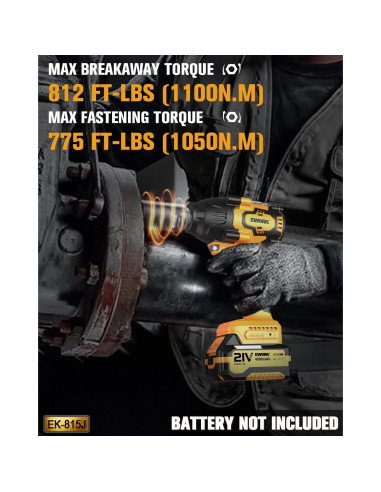Llave de impacto inalámbrica EWORK 21V 1/2" 775 Nm 1.8 kg