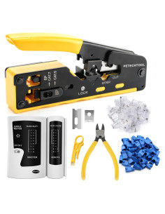Crimpador RJ45 PETECHTOOL Cat7 Cat6 Cat5 con 50 Conectores