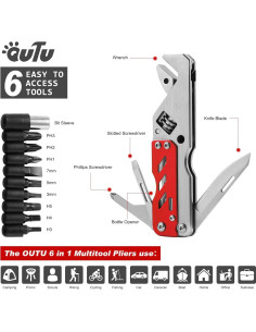 Llave Multiherramienta OUTU Roja con Destornilladores y Abrebotellas 2