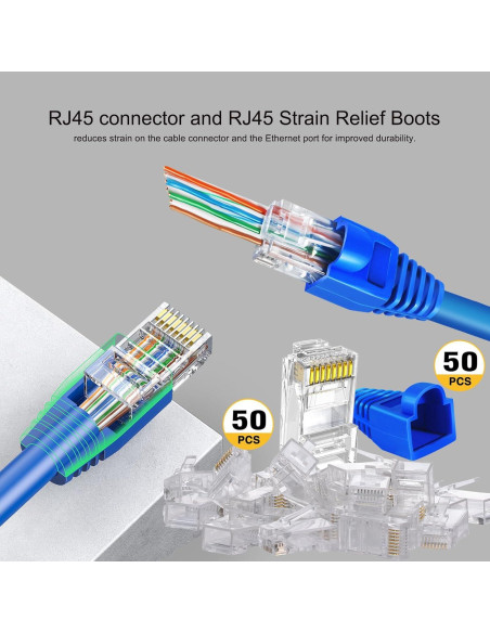 Crimpador RJ45 PETECHTOOL Cat7 Cat6 Cat5 con 50 Conectores