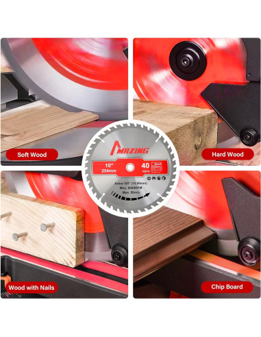 Cuchillas de Sierra Circular MAZING 10" 40T y 60T - 2 Piezas