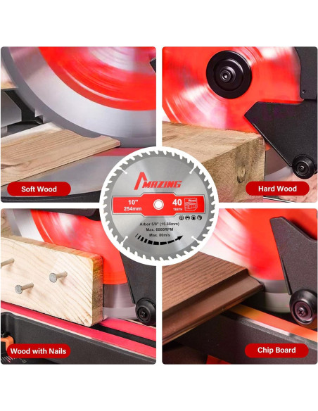 Cuchillas de Sierra Circular MAZING 10" 40T y 60T - 2 Piezas