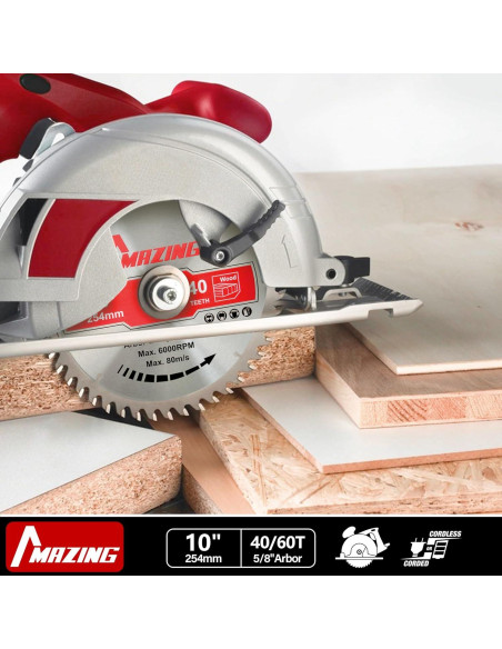 Cuchillas de Sierra Circular MAZING 10" 40T y 60T - 2 Piezas