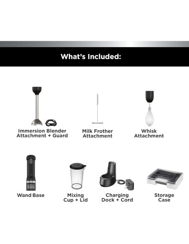 Batidora de Mano Inalámbrica BLACK+DECKER 3 en 1, Negro