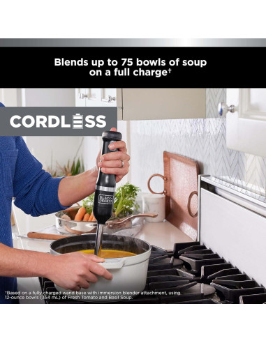 Batidora de Mano Inalámbrica BLACK+DECKER 3 en 1, Negro