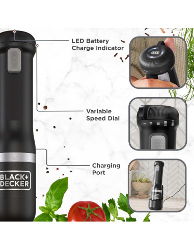 Batidora de Mano Inalámbrica BLACK+DECKER 3 en 1, Negro