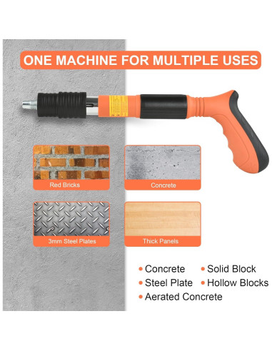 Pistola de Clavos de Concreto EXCECAR Naranja 110 Piezas 5 Marchas