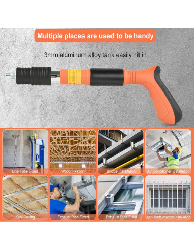 Pistola de Clavos de Concreto EXCECAR Naranja 110 Piezas 5 Marchas