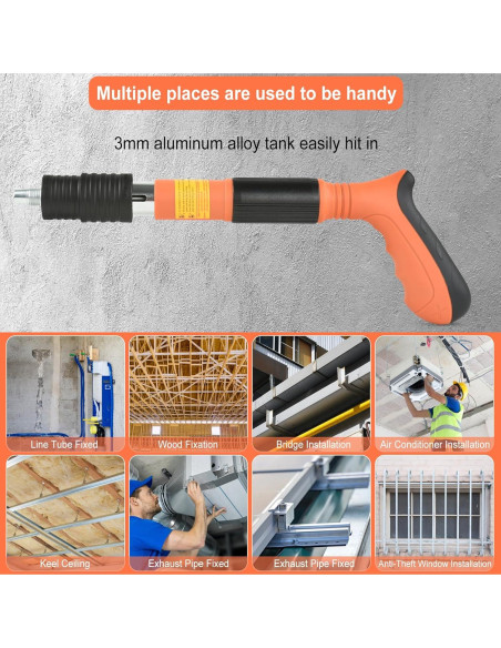 Pistola de Clavos de Concreto EXCECAR Naranja 110 Piezas 5 Marchas