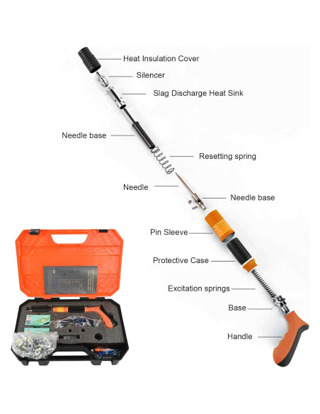 Pistola de Clavos de Concreto EXCECAR Naranja 110 Piezas 5 Marchas