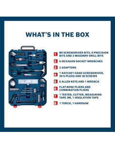 Kit de Herramientas de Mano Bosch 108 Piezas Azul Estuche Duro 2