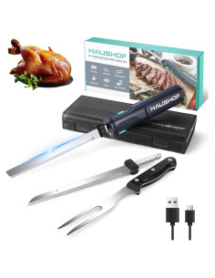 Cuchillo Eléctrico Inalámbrico HAUSHOF 8V con Cuchillas de Acero