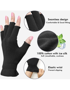 Guantes Hidratantes Sin Dedos MIG4U para Manos Secas - S/M Negro 2