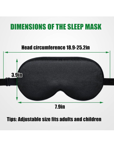 Máscara de Sueño de Seda ToRhine 2 Pcs Ajustable Bloqueo Luz