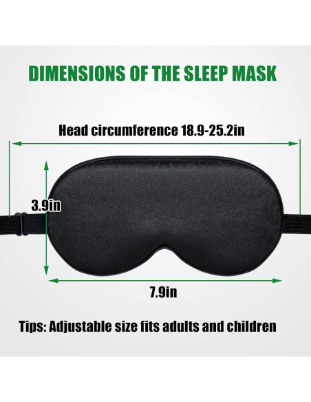 Máscara de Sueño de Seda ToRhine 2 Pcs Ajustable Bloqueo Luz