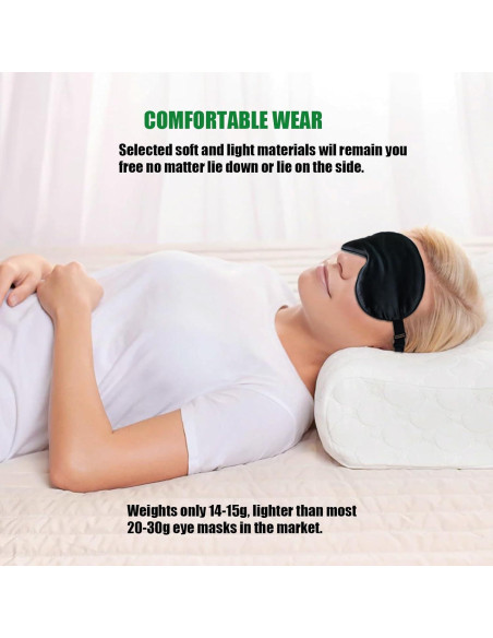 Máscara de Sueño de Seda ToRhine 2 Pcs Ajustable Bloqueo Luz