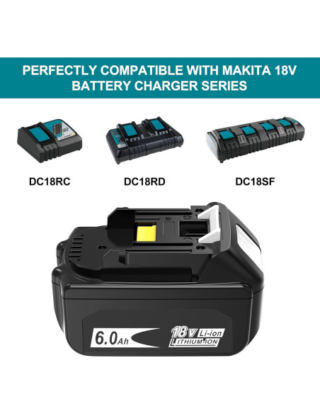 2 Baterías de Reemplazo 6000mAh 18V Makita BL1860B BL1850B 2 Baterías de Reemplazo 6000mAh 18V Makita BL1860B BL1850B