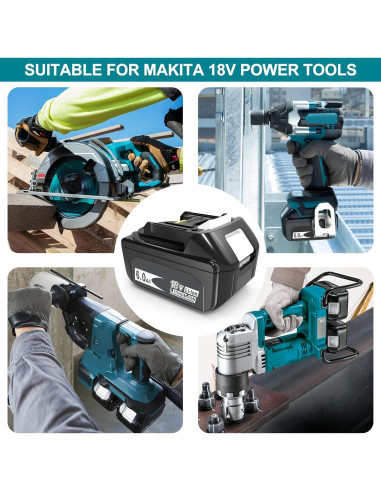 2 Baterías de Reemplazo 6000mAh 18V Makita BL1860B BL1850B