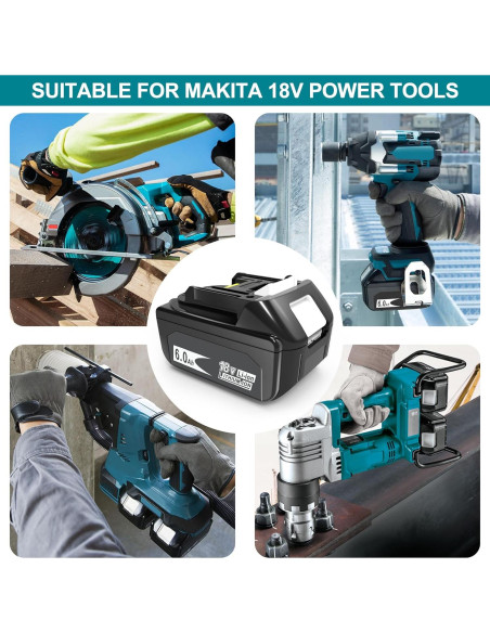 2 Baterías de Reemplazo 6000mAh 18V Makita BL1860B BL1850B 2 Baterías de Reemplazo 6000mAh 18V Makita BL1860B BL1850B