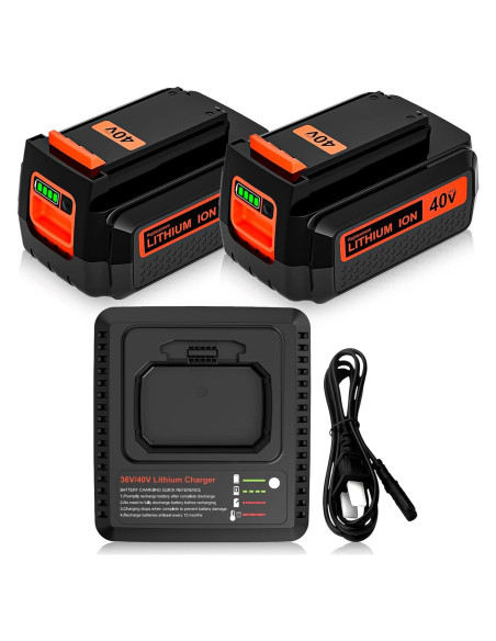 2 Baterías 3000mAh 40V y Cargador LCS40 Black and Decker