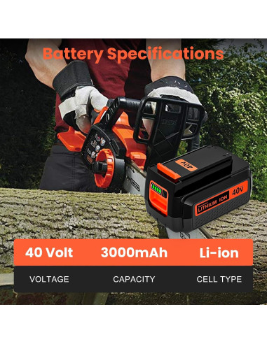 2 Baterías 3000mAh 40V y Cargador LCS40 Black and Decker