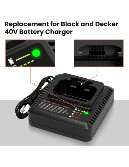 2 Baterías 3000mAh 40V y Cargador LCS40 Black and Decker