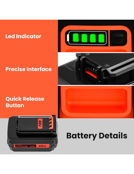 2 Baterías 3000mAh 40V y Cargador LCS40 Black and Decker