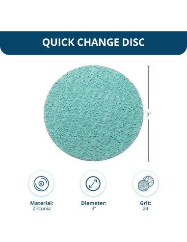 Discos de Lijado 3" Zirconia Verde Benchmark Abrasives - 24 Grano, Paquete de 25