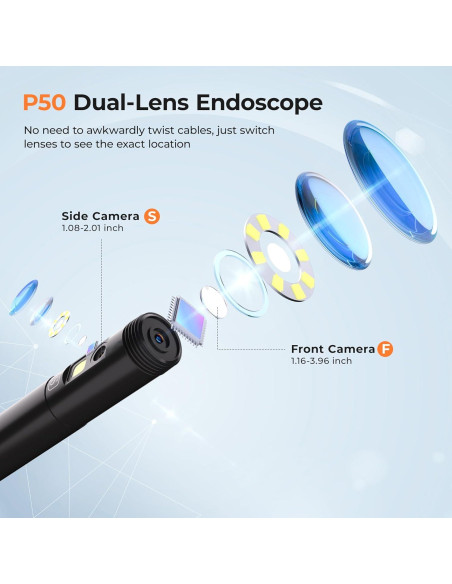 Cámara Endoscópica Doble Lente ADvancore 1080P IP68 5.03m