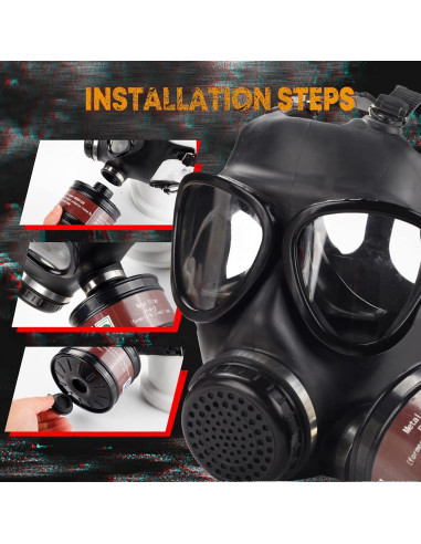 Máscara de Gas Táctica AMZYXUAN con Filtro de 40mm - Negra