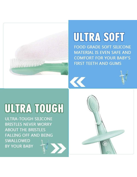 Cepillo de Dientes para Bebés Cozygrow - Silicona Suave, 2 Piezas