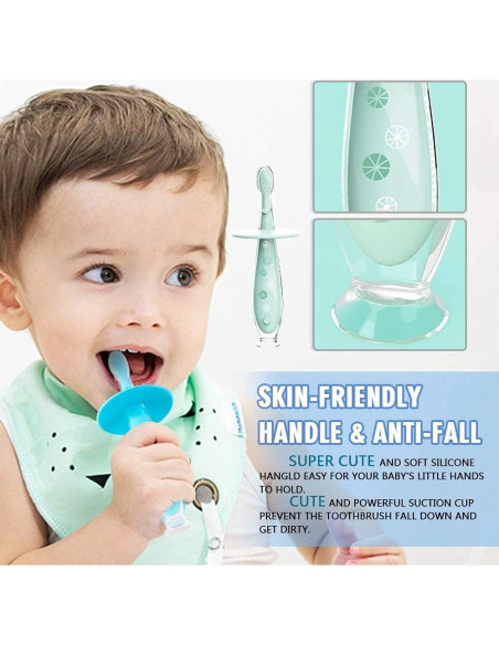 Cepillo de Dientes para Bebés Cozygrow - Silicona Suave, 2 Piezas