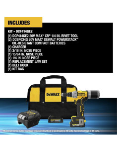 Herramienta de Remaches Inalámbrica DEWALT 20V MAX XR 1/4" 2