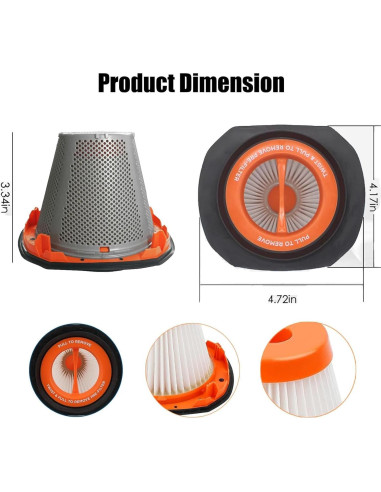 2 Filtros de Reemplazo HEPA BLACK+DECKER 20V Dustbuster