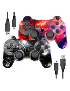 Controlador Inalámbrico Burcica para PS3 Doble Vibración Negro y Rojo