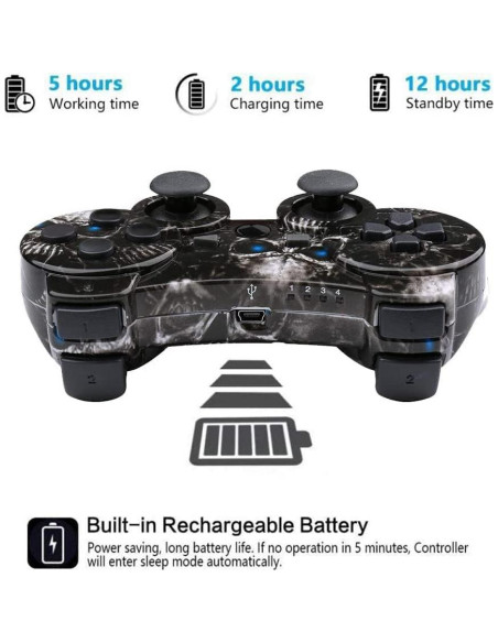 Controlador Inalámbrico Burcica para PS3 Doble Vibración Negro y Rojo Controlador Inalámbrico Burcica para PS3 Doble Vibración Negro y Rojo