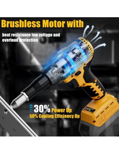 Pistola de Remaches Inalámbrica Cerycose 20V con Luz LED