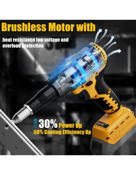 Pistola de Remaches Inalámbrica Cerycose 20V con Luz LED Pistola de Remaches Inalámbrica Cerycose 20V con Luz LED