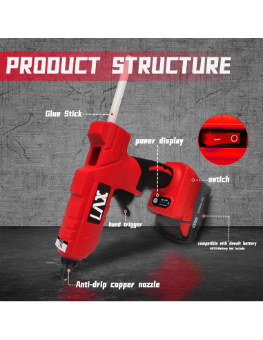 Pistola de Pegamento Caliente L1NXIXI 100W para Batería Milwaukee 18V