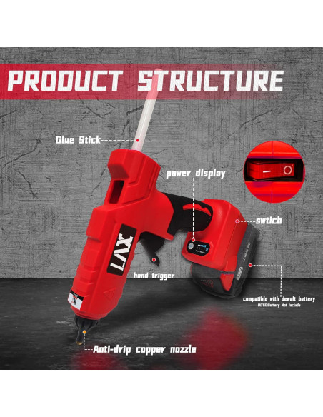 Pistola de Pegamento Caliente L1NXIXI 100W para Batería Milwaukee 18V