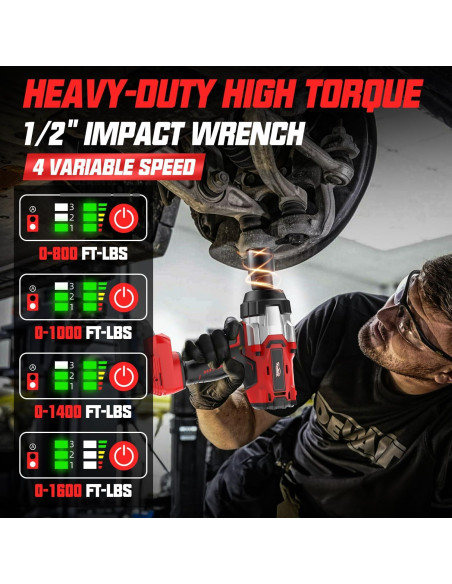 Llave de impacto inalámbrica 1/2" XunDong 2200Nm 18V sin batería Llave de impacto inalámbrica 1/2" XunDong 2200Nm 18V sin batería