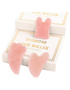 Juego de Herramientas Gua Sha Facial 3 Piezas Cuarzo Rosa