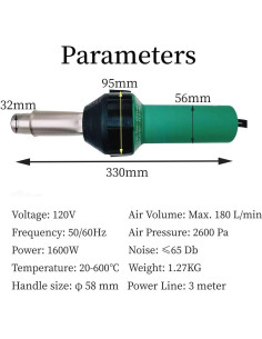 Kit de Pistola de Calor 1600W LEMOTE para Soldadura PVC 2